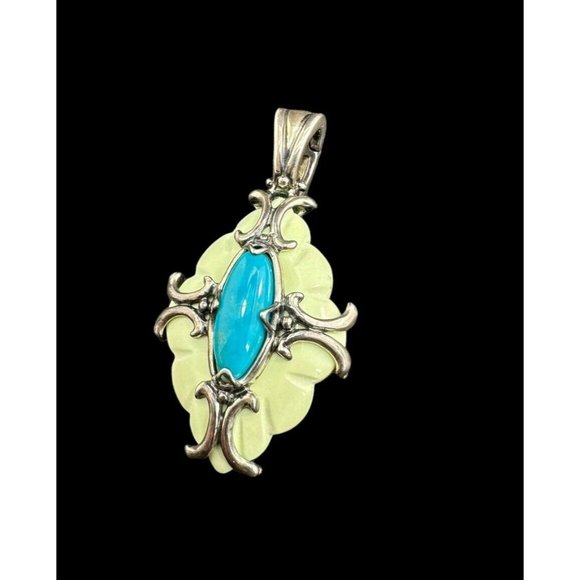 Carolyn Pollack Sleeping Beauty Turquoise Multi Gemstone Sterling Silver Pendant - Picture 3 of 7